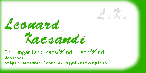 leonard kacsandi business card